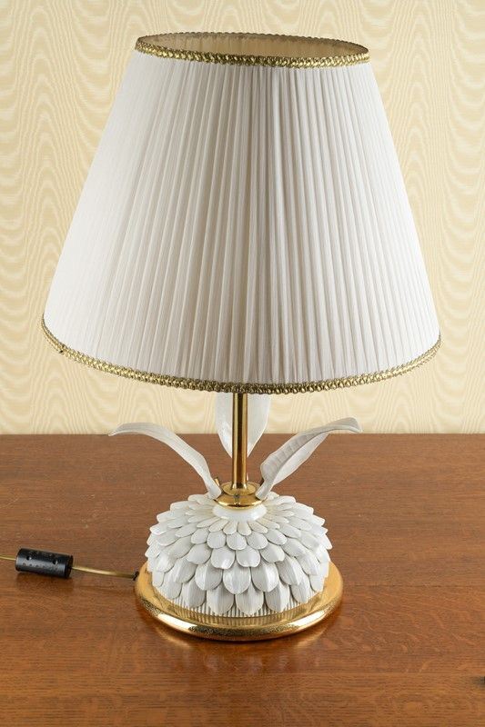 Lampada da appoggio in ceramica ed ottone