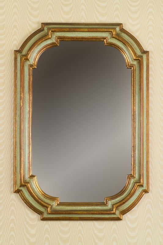 Specchiera in legno dorato e laccato