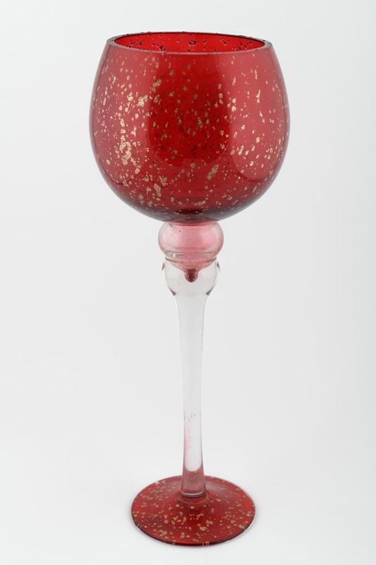 Coppa a calice in vetro rosso e bianco