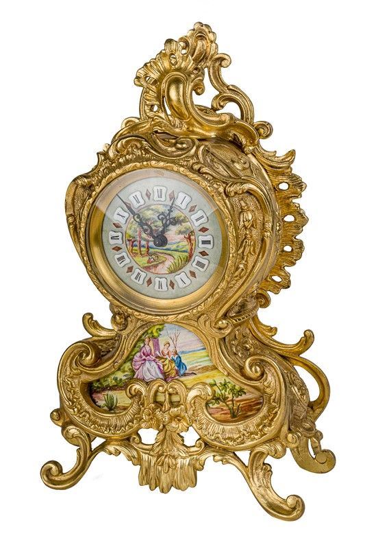 Orologio da tavolo in bronzo dorato