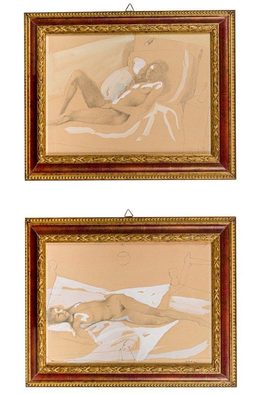 Ugo  Attardi - Pair of female nudes