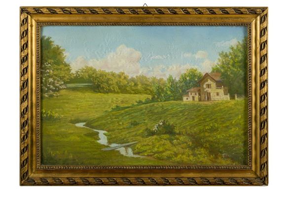 Bucolic landscape with stream