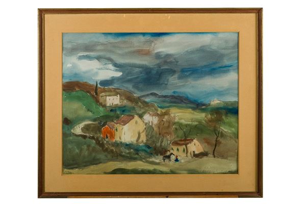 Veduta di campagna con case
