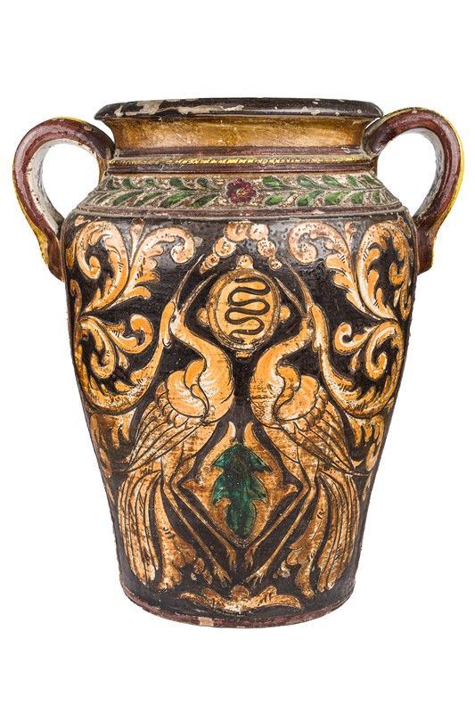 Vaso porta ombrelli in ceramica policroma