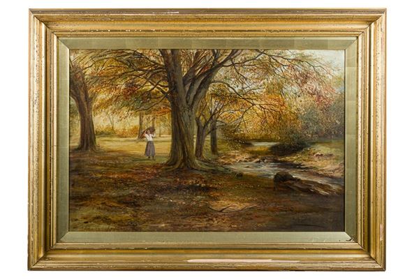 Autumn landscape with figure