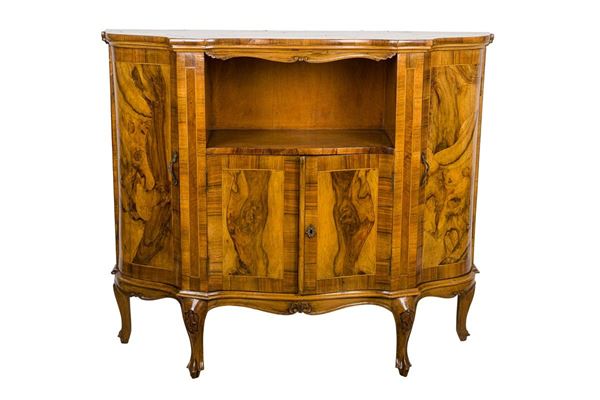 Walnut burl bookcase