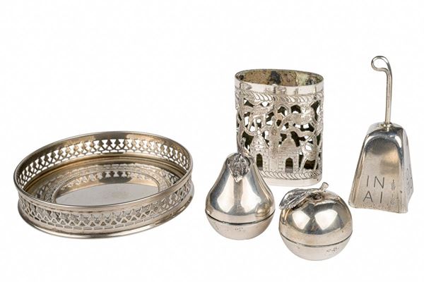 Lot of five silver items