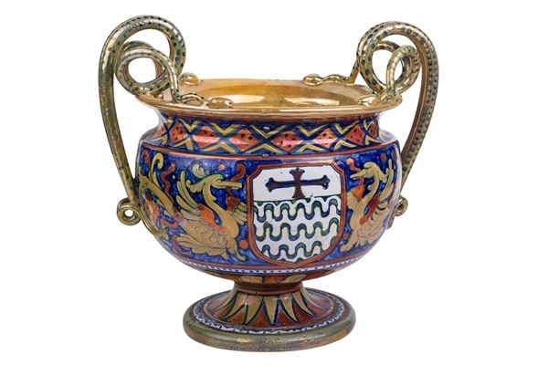 Centrotavola in ceramica policroma