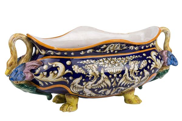 Centrotavola in ceramica policroma