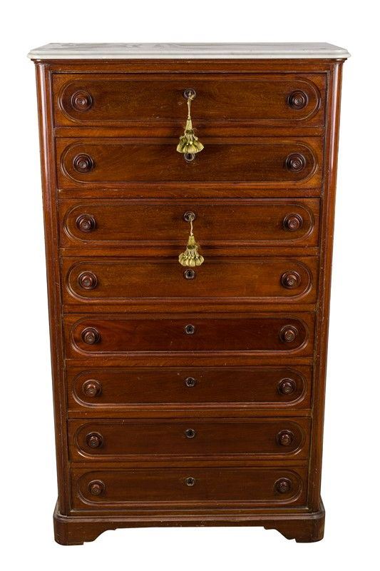 Walnut wood chest of drawers