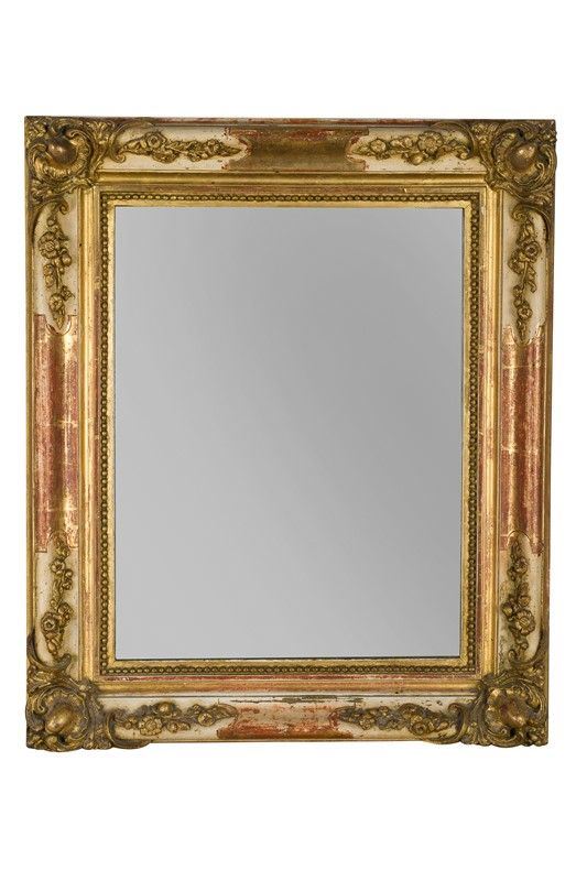 Rectangular mirror with gilded wood frame