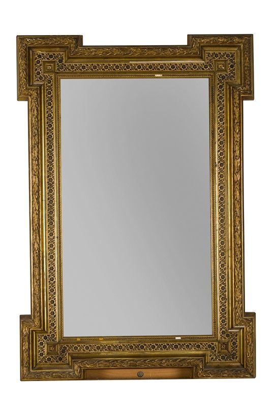 Rectangular mirror with gilded wood frame