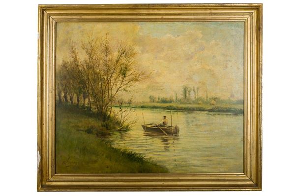 Glimpse of river with boat