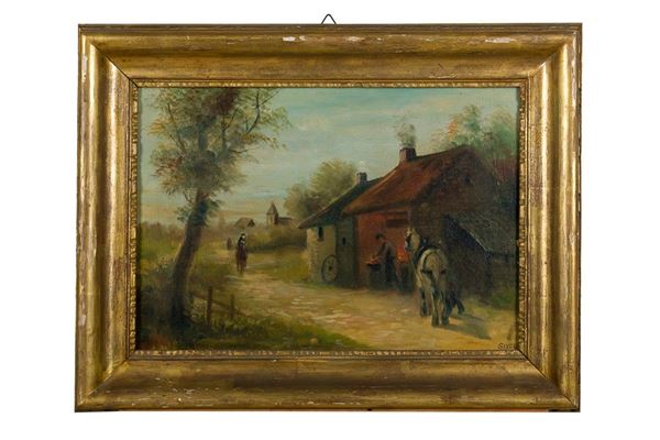 Landscape with blacksmith and houses