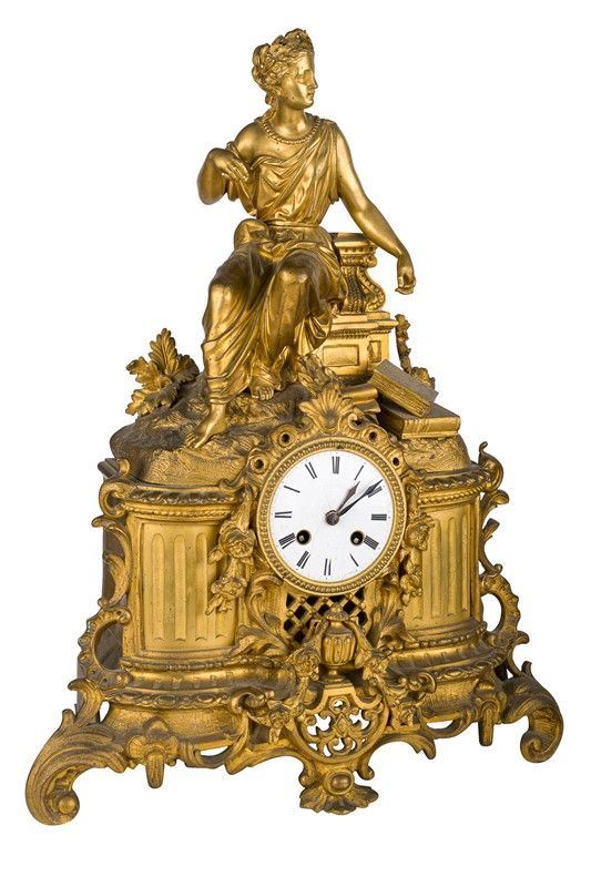 Orologio da tavolo in bronzo dorato