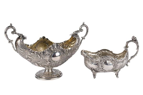 Lot of two silver gravy boats