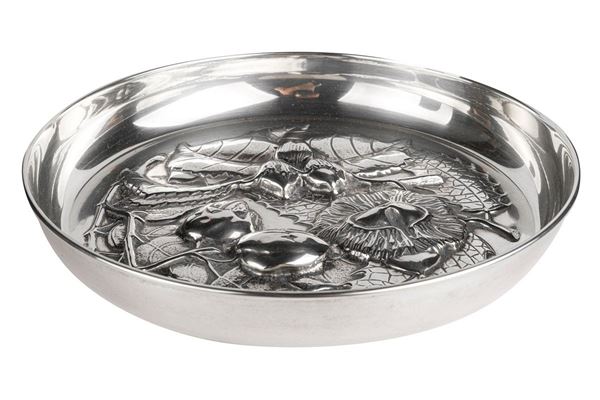 Fruttiera tonda in argento 800