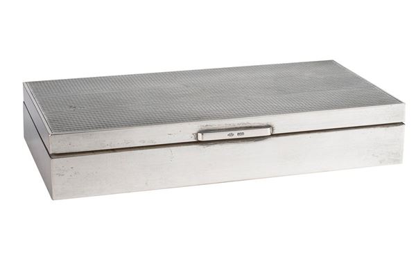 Scatola portasigari in argento 800 e legno