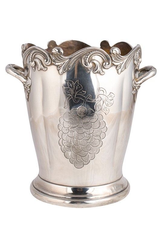 Secchiello porta-champagne in metallo argentato