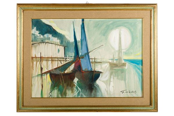 Giacomo De Michelis - Marina con barche