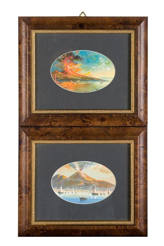 Pair of erupting volcanoes