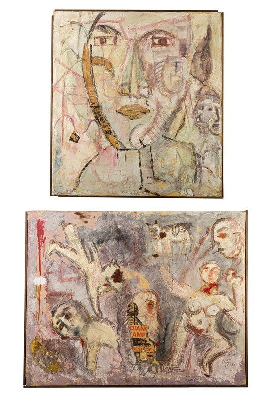 Pair of abstract paintings