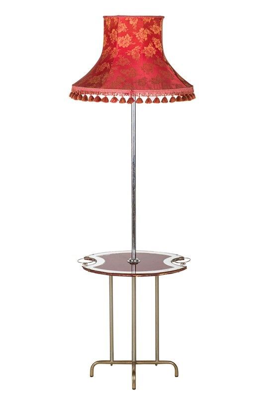Floor lamp in chromed metal and glass