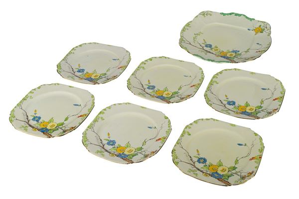 Polychrome porcelain cake service