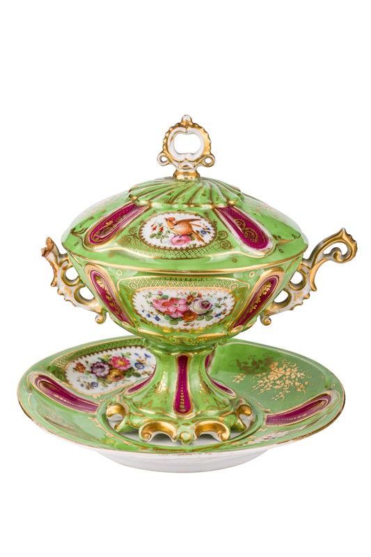 Stand with painted porcelain underplate