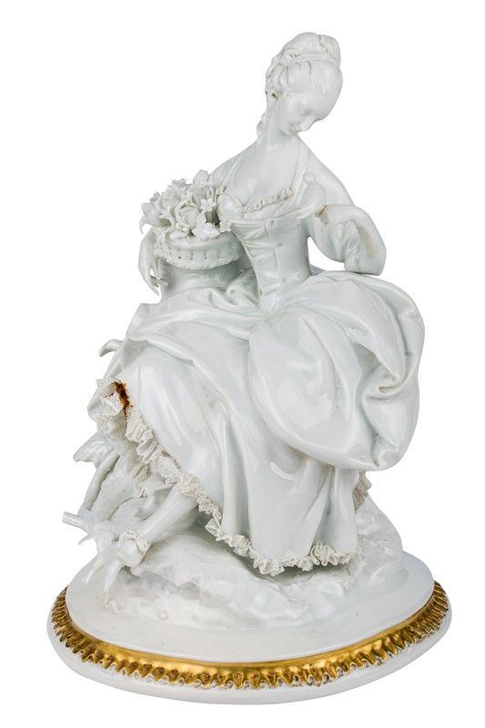 Lady with basket of flowers