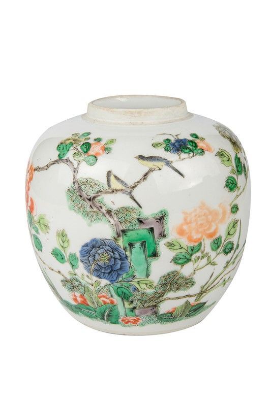 Small green family porcelain ginger jar