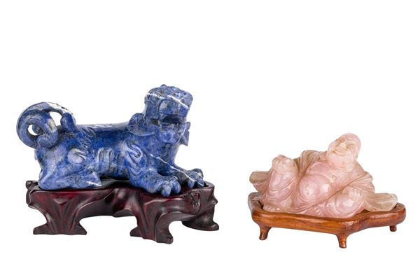 Lotto di due sculture in pietra dura