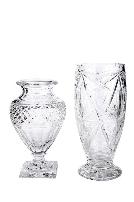 Lot of two flower holders in counter-cut crystal