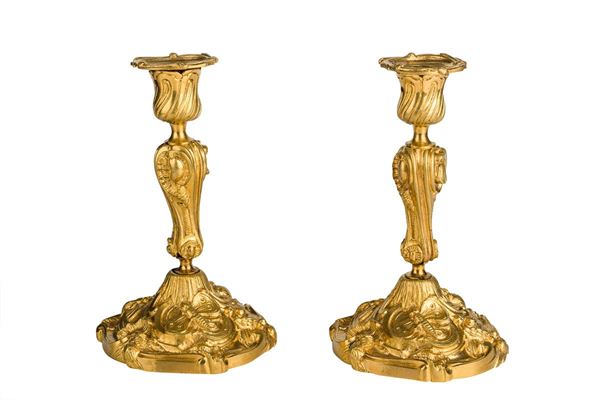Pair of gilded bronze candlesticks