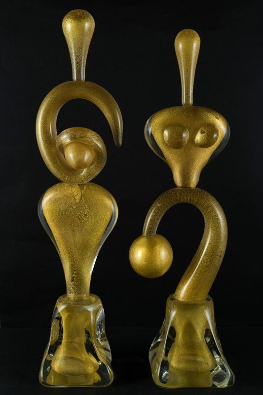 Coppia di sculture in volume &quot;Lui e Lei&quot;