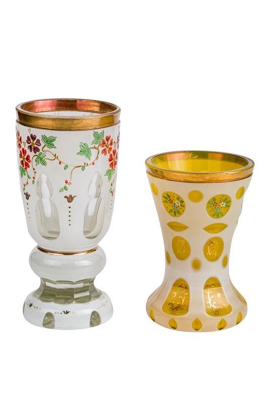 Lot of two Bohemian crystal glasses