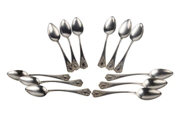 Lot of 12 800 silver teaspoons