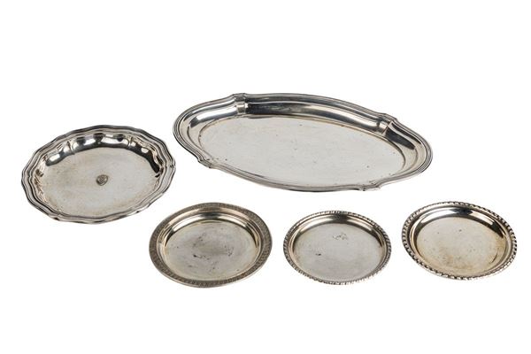 Lot of 5 saucers in 800 silver