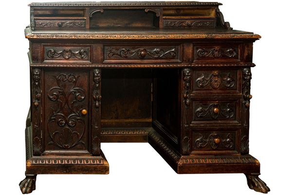 Neo-Renaissance style center desk