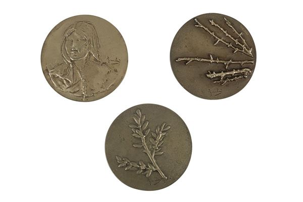 Giacomo Manz&#249; - Lot of three 800 silver medals