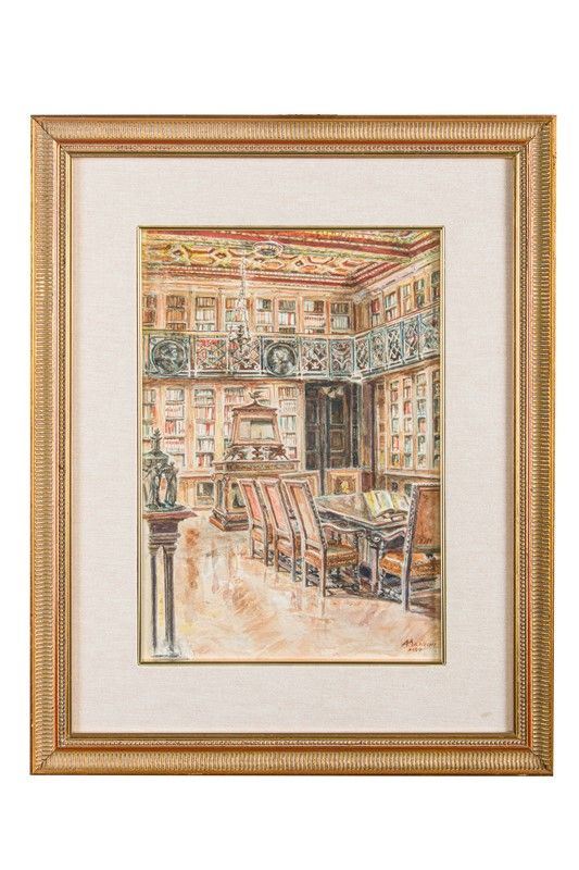 Antonio Mancini - Library interior