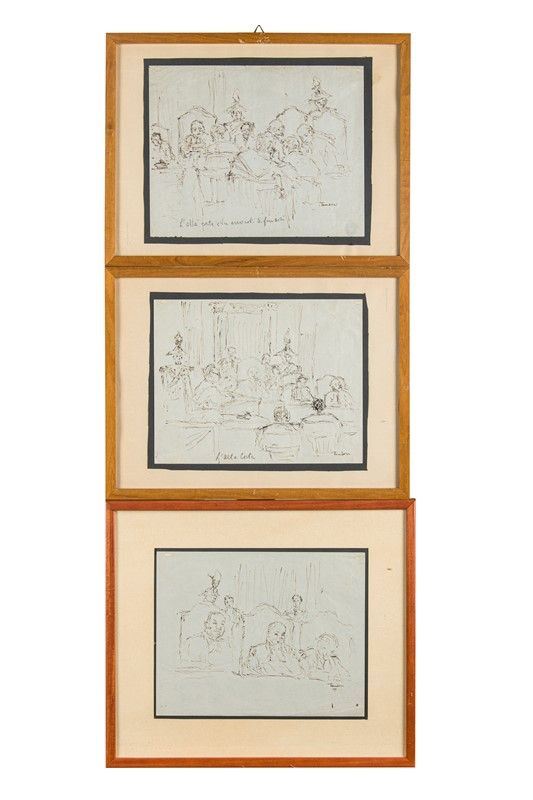 Orfeo Tamburi - Lot of three drawings