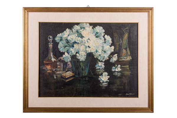 Gino Albieri - Still Life with White Carnations
