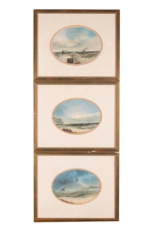 Lot of three oval miniatures