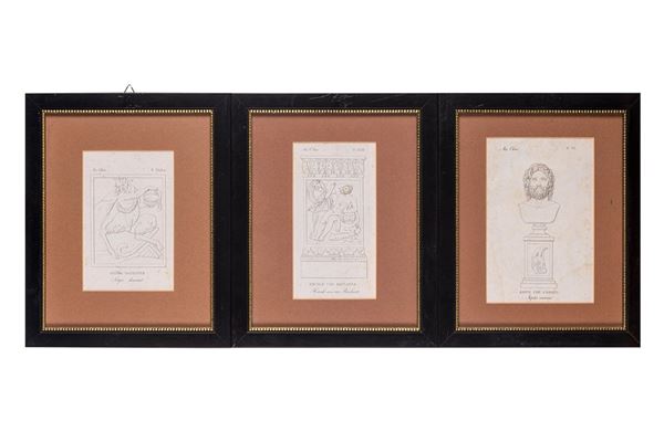 Lotto di tre incisioni con personaggi della mitologia greca