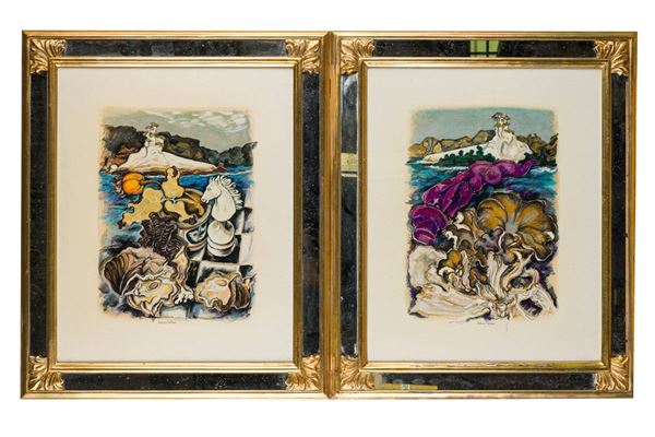 Antonio Fabiani - Pair of seascapes