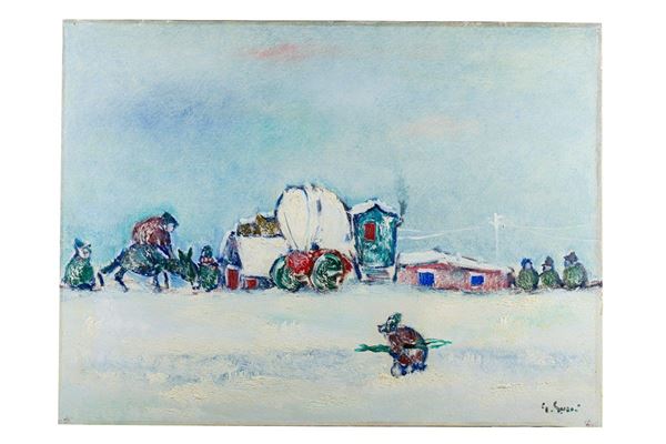 Giuseppe Succi - Snowy landscape with nomads