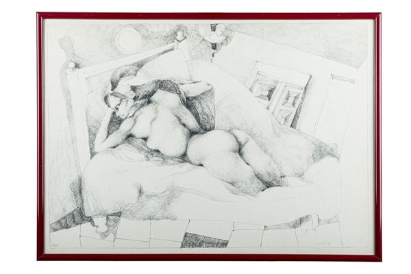 Ugo  Attardi - Reclining nude