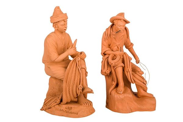 Coppia di figure in terracotta