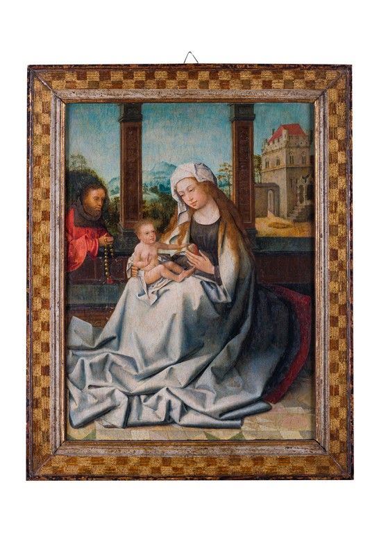 Jan  Van Dornicke (scuola di) - Madonna con Bambino e committente